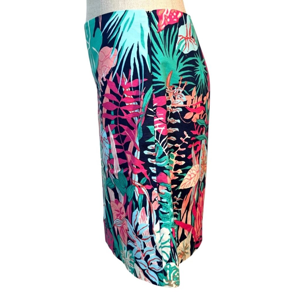 Talbots Womens Skirt Tropical Jungle Botanical Size 6P Stretch Cotton Canvas - Picture 3 of 8